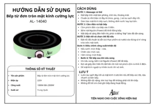 Bếp Từ Đơn Tròn ALIZZ AL-14040 Mặt Kính Cường Lực, Núm Xoay 9 Mức