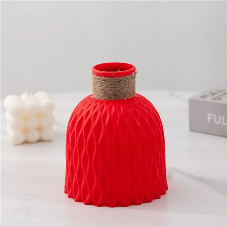 Bình Hoa Nhựa Giả Gốm Dáng Kim Cương Cao 15 cm, Cắm Hoa Khô
