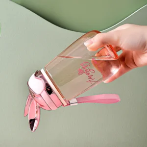 Bình Nước Nhựa 340 ml Nắp Tai Thỏ Có Ống Hút