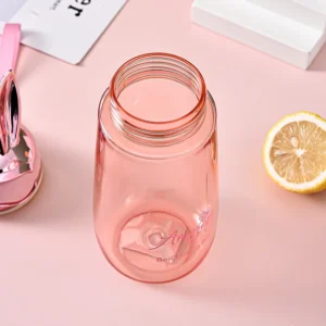 Bình Nước Nhựa 340 ml Nắp Tai Thỏ Có Ống Hút