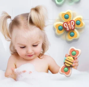Bộ 3 Con Quay Đồ Chơi Có Cốc Hút Hình Ong, Bướm, Ốc Sên Cho Bé
