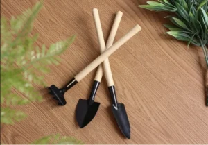 Bộ 3 Dụng Cụ Làm Vườn Mini Cán Gỗ: Cào Và 2 Xẻng