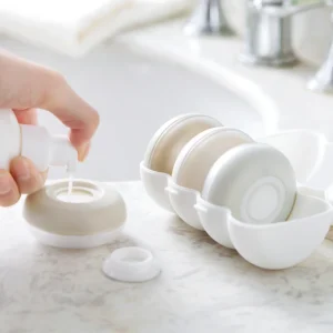 Bộ 4 Hộp Chiết Mỹ Phẩm Du Lịch Dạng Ấn Nhả, Kèm Khay Xếp Gọn