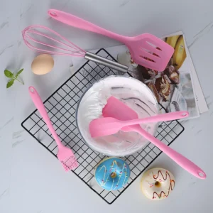 Bộ 5 Dụng Cụ Làm Bánh Silicone: Phới Lồng, Xẻng Lật, 2 Phới Vét, Chổi Quét