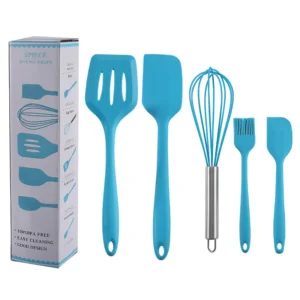 Bộ 5 Dụng Cụ Làm Bánh Silicone: Phới Lồng, Xẻng Lật, 2 Phới Vét, Chổi Quét