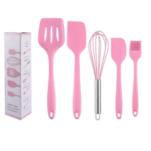 Bộ 5 Dụng Cụ Làm Bánh Silicone: Phới Lồng, Xẻng Lật, 2 Phới Vét, Chổi Quét