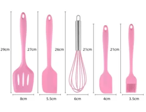 Bộ 5 Dụng Cụ Làm Bánh Silicone: Phới Lồng, Xẻng Lật, 2 Phới Vét, Chổi Quét