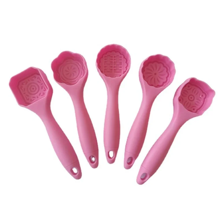 Bộ 5 Khuôn Ép Bánh Trung Thu, Bánh Dẻo, Rau Câu Có Cán Dài 19 cm