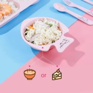 Bộ 6 Món Khay Ăn Dặm Hình Gấu Cho Bé: Khay 5 Ngăn, Bát Cá, Cốc Có Quai, Thìa, Dĩa, Đũa
