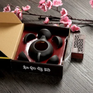 Bộ Ấm Trà Gốm 1 Ấm 4 Chén Men Mộc Kiểu Tử Sa, Đóng Hộp Quai Xách, Có Hóa Đơn