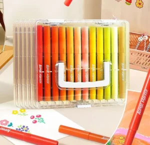 Bộ Bút Dạ Màu Acrylic 60 Cây Đầu Mềm Kèm Hộp Đựng Có Quai Xách