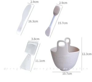 Bộ Chén Trộn Mặt Nạ Silicone 4 Món: Chén, Cọ, Que Trộn, Thìa Đong