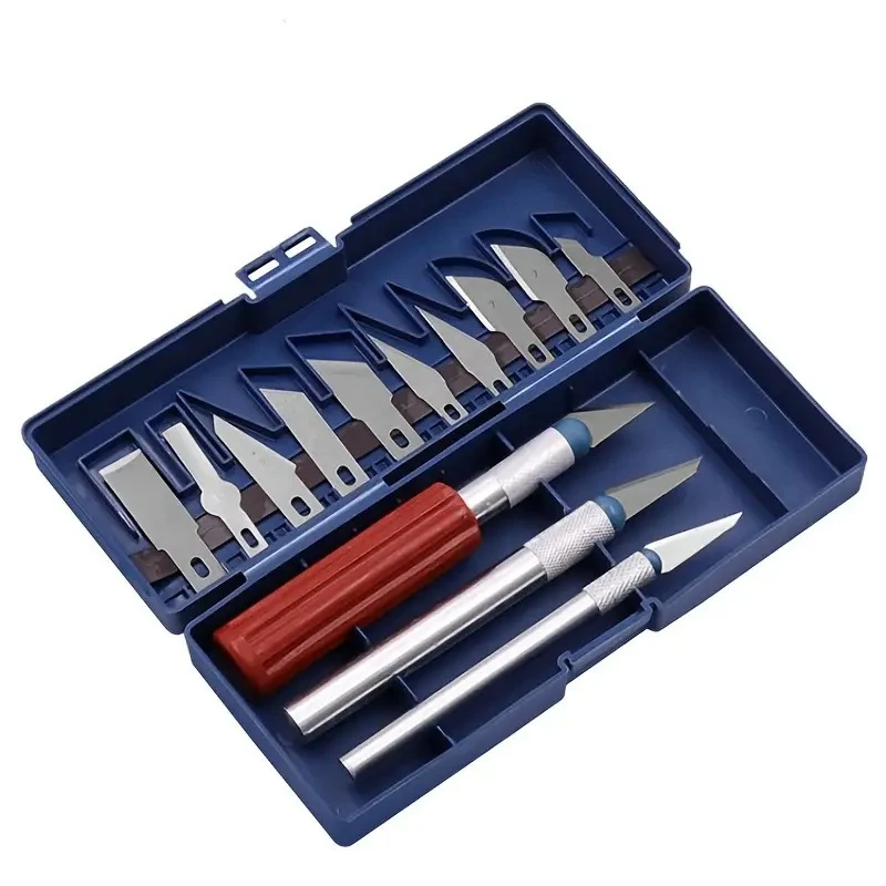 Bộ Dao Khắc Thủ Công 13 Món Kèm Hộp: Cán Dao Và Lưỡi Thay