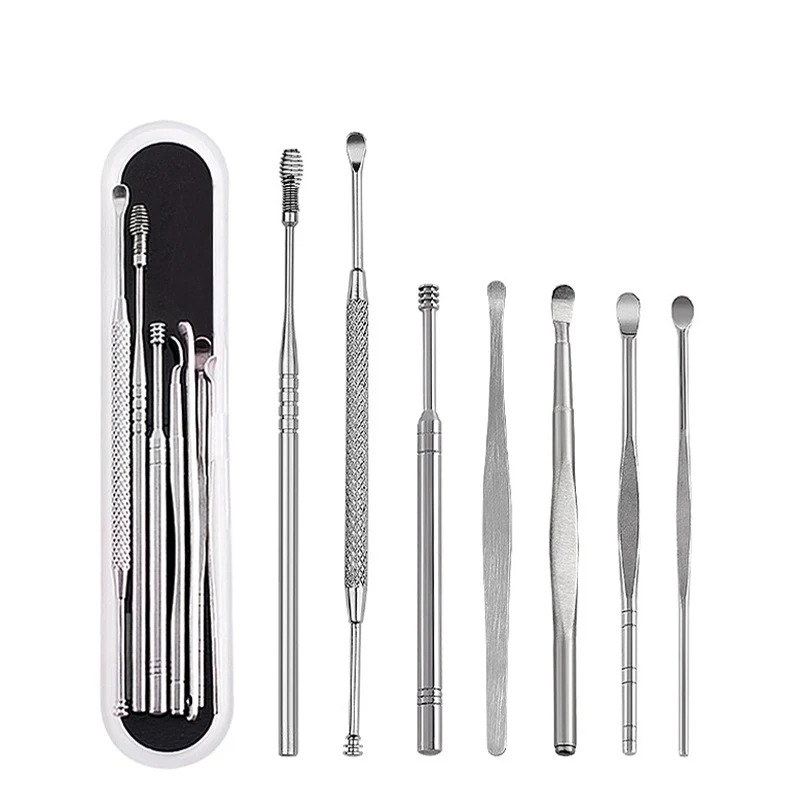 Bộ Dụng Cụ Lấy Ráy Tai Inox 7 Món Kèm Hộp