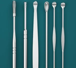 Bộ Dụng Cụ Lấy Ráy Tai Inox Nhiều Đầu, Kèm Ống Đựng Có Móc Khóa