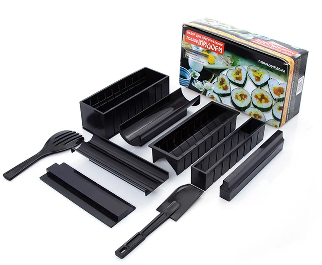 Bộ Khuôn Làm Sushi 11 Món: Khuôn Cuộn, Khuôn Tim, Khuôn Tròn, Dao Cắt