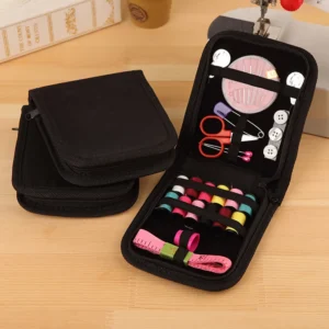Bộ Kim Chỉ May Vá Gấp Gọn Hộp Vải Có Khóa Kéo 12 x 12,5 cm