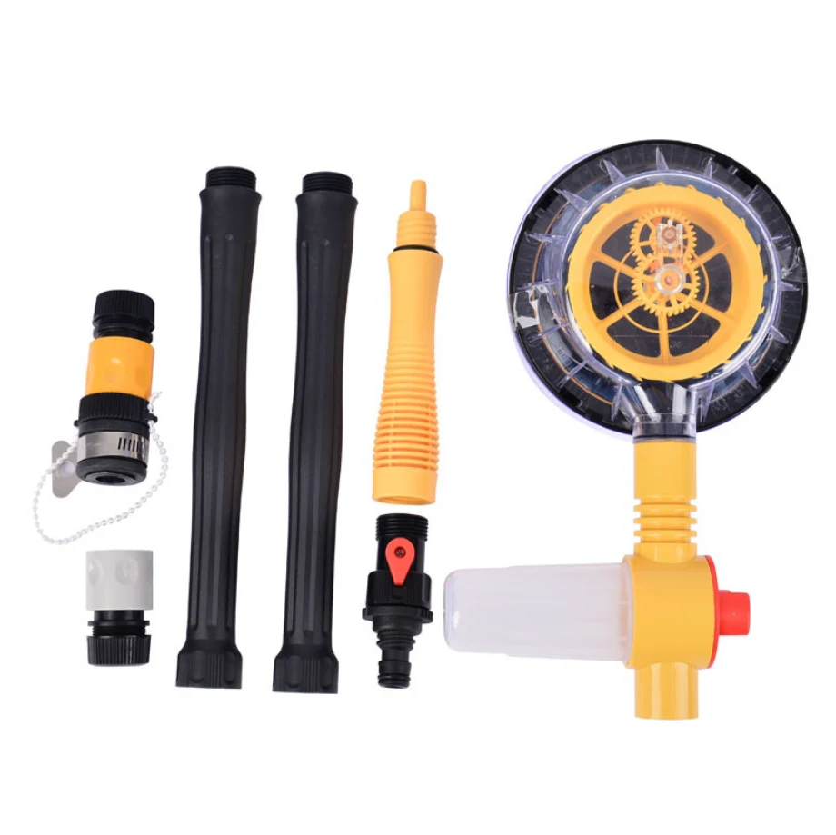Bộ Rửa Xe Bàn Chải Xoay Tự Động Kèm Ống Nước 10 m, Bình Tạo Bọt, Cán Nối Dài