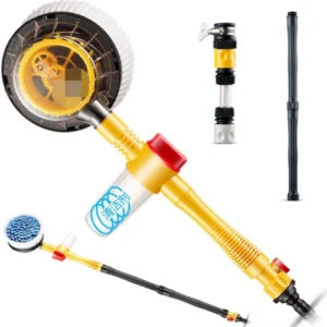 Bộ Rửa Xe Bàn Chải Xoay Tự Động Kèm Ống Nước 10 m, Bình Tạo Bọt, Cán Nối Dài