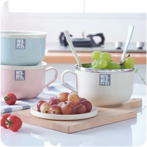 Ca Úp Mì Có Nắp Hình Thỏ Kèm Tay Cầm 7,4 × 9 × 16,7 cm, Đựng Mì, Canh, Cháo