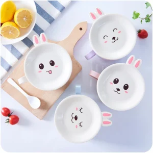Ca Úp Mì Có Nắp Hình Thỏ Kèm Tay Cầm 7,4 × 9 × 16,7 cm, Đựng Mì, Canh, Cháo