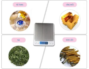 Cân Tiểu Ly Điện Tử 1 kg Mặt Inox, Màn Hình LED, Dùng Pin AAA