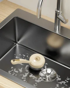 Cây Cọ Rửa Nồi Chảo 2 Trong 1 Đầu Lưới Thép Thay Được, Cán Cong Không Chạm Tay Bẩn
