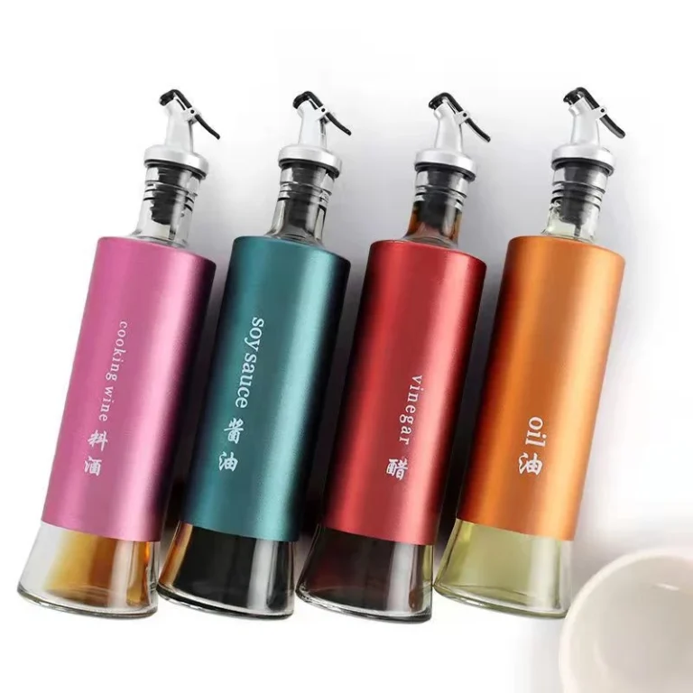 Chai Đựng Dầu Ăn, Giấm Thủy Tinh Bọc Thép 300 ml Có Vòi Rót