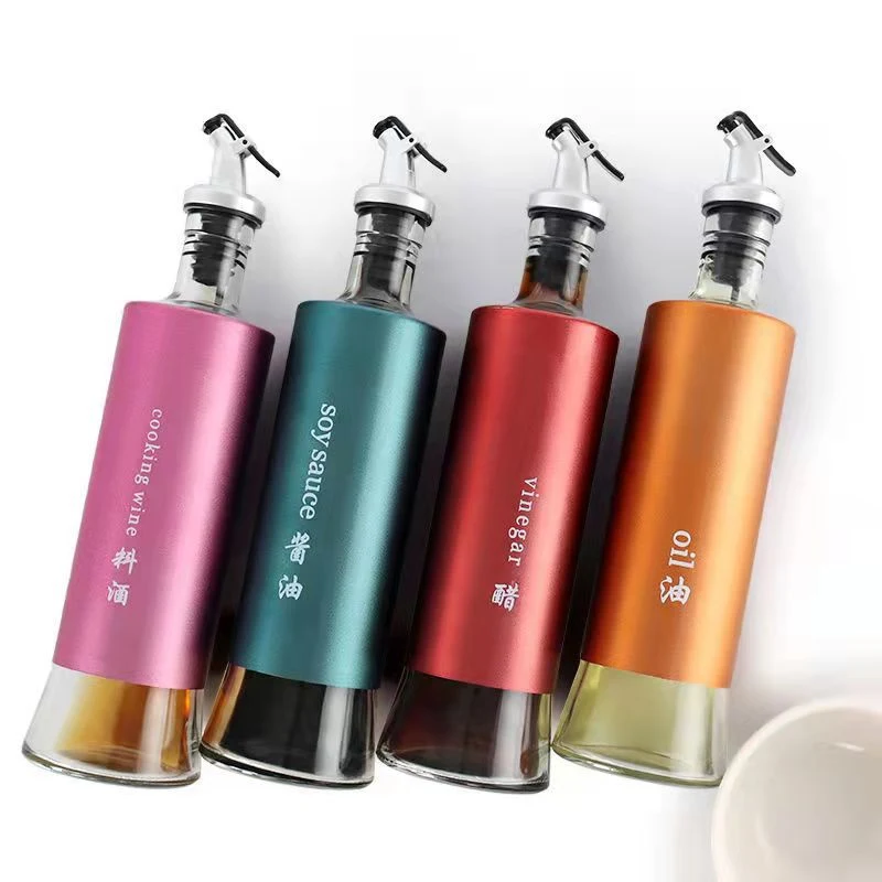 Chai Đựng Dầu Ăn, Giấm Thủy Tinh Bọc Thép 300 ml Có Vòi Rót