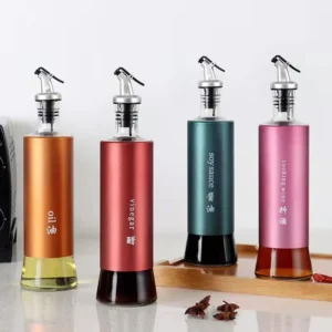 Chai Đựng Dầu Ăn, Giấm Thủy Tinh Bọc Thép 300 ml Có Vòi Rót