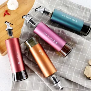 Chai Đựng Dầu Ăn, Giấm Thủy Tinh Bọc Thép 300 ml Có Vòi Rót