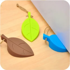 Chặn Cửa Silicone Hình Chiếc Lá Có Dây Treo, Chèn Khe Cửa Không Đóng Sập, Màu Ngẫu Nhiên