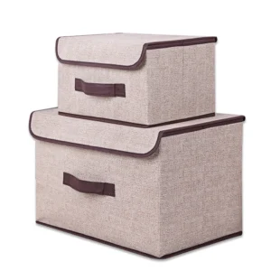 Combo 2 Hộp Vải Đựng Đồ Có Nắp, Gấp Gọn 38 × 25 × 25 cm Và 27 × 20 × 16 cm
