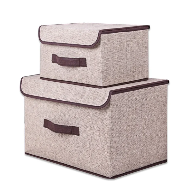 Combo 2 Hộp Vải Đựng Đồ Có Nắp, Gấp Gọn 38 × 25 × 25 cm Và 27 × 20 × 16 cm