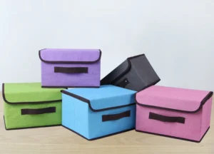 Combo 2 Hộp Vải Đựng Đồ Có Nắp, Gấp Gọn 38 × 25 × 25 cm Và 27 × 20 × 16 cm