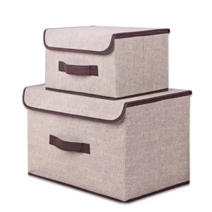Combo 2 Hộp Vải Đựng Đồ Có Nắp, Gấp Gọn 38 × 25 × 25 cm Và 27 × 20 × 16 cm