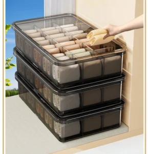 Combo 3 Hộp Nhựa Có Nắp, Ngăn Chia Đựng Đồ Lót, Tất