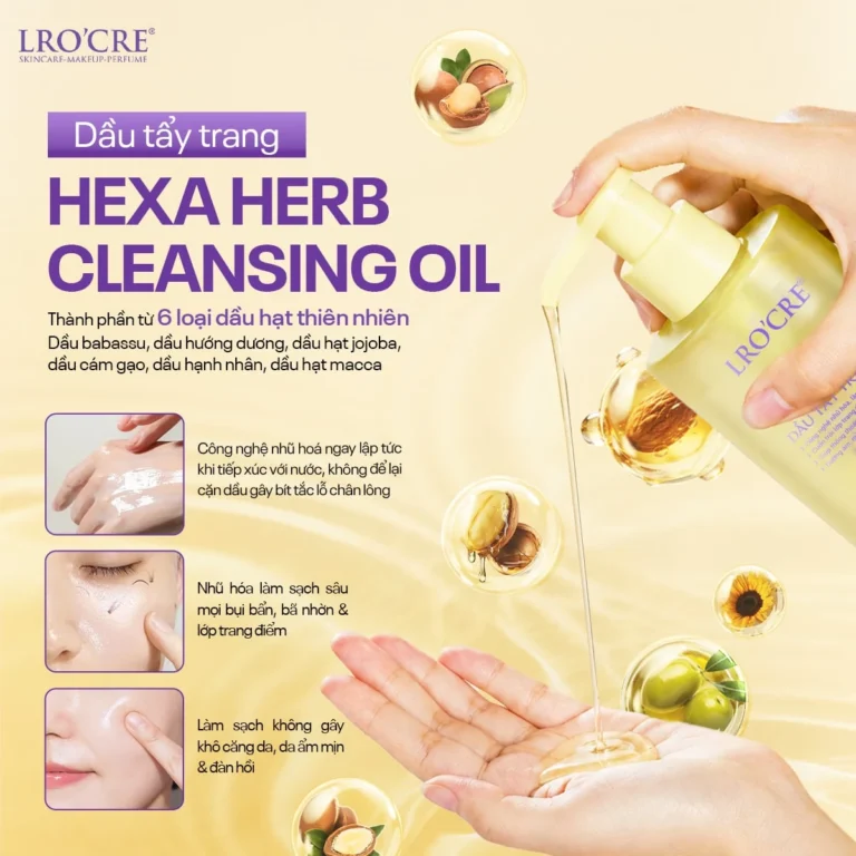 Combo Làm Sạch Da Mặt Lro'Cre: Dầu Tẩy Trang Hexa-Herb 160 ml Và Sữa Rửa Mặt Pore Purity 100 g