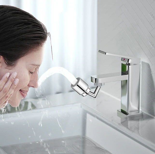 Đầu Vòi Rửa Mặt Lavabo Xoay 720° Chỉnh 2 Chế Độ Tia, Lưới Lọc 4 Lớp 85 × 24 mm