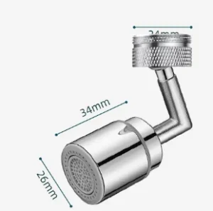 Đầu Vòi Rửa Mặt Lavabo Xoay 720° Chỉnh 2 Chế Độ Tia, Lưới Lọc 4 Lớp 85 × 24 mm