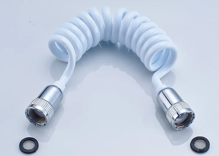 Dây Vòi Xịt Vệ Sinh Dạng Lò Xo PU 1,5 m, Chịu Áp 1,2 MPa, Đầu Đồng Ren Trong