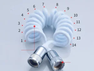 Dây Vòi Xịt Vệ Sinh Dạng Lò Xo PU 1,5 m, Chịu Áp 1,2 MPa, Đầu Đồng Ren Trong