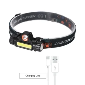 Đèn Đội Đầu Q5 Hai Bóng LED Và COB, Sạc USB, Thân Có Nam Châm Tháo Rời