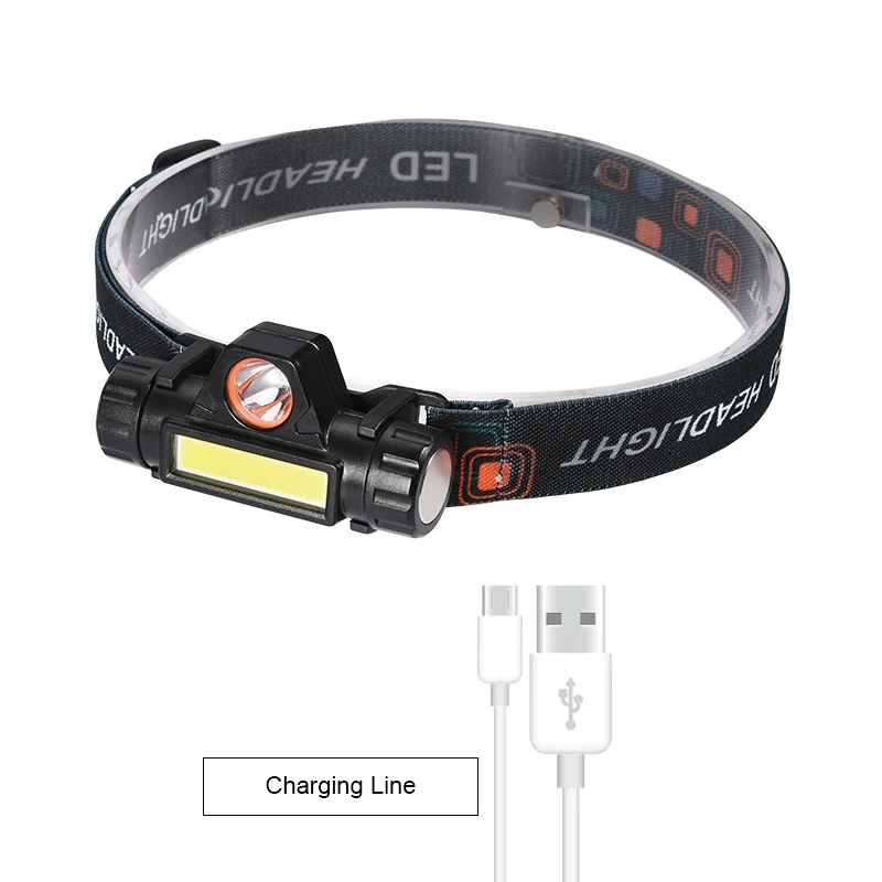 Đèn Đội Đầu Q5 Hai Bóng LED Và COB, Sạc USB, Thân Có Nam Châm Tháo Rời