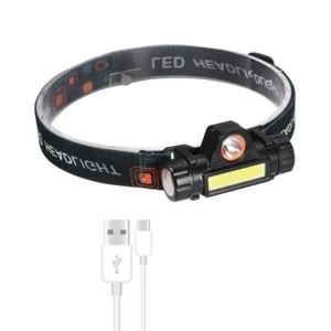 Đèn Đội Đầu Q5 Hai Bóng LED Và COB, Sạc USB, Thân Có Nam Châm Tháo Rời