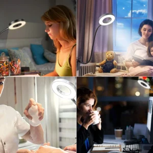 Đèn LED Kẹp Bàn Cổ Ngỗng Cắm USB 10 Mức Sáng, 3 Màu Ánh Sáng, Đọc Sách