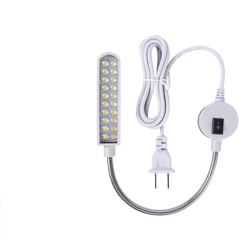 Đèn LED Máy May 20 Bóng Cổ Ngỗng Bọc Silicone, Đế Nam Châm Hút Kim Loại