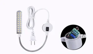 Đèn LED Máy May 20 Bóng Cổ Ngỗng Bọc Silicone, Đế Nam Châm Hút Kim Loại