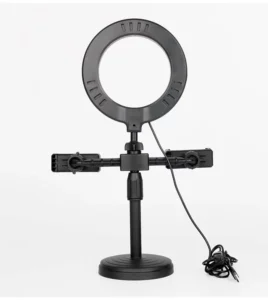 Đèn Livestream Để Bàn Vòng LED 16 cm Kèm 2 Kẹp Điện Thoại, Cao 25–40 cm, Có Hóa Đơn
