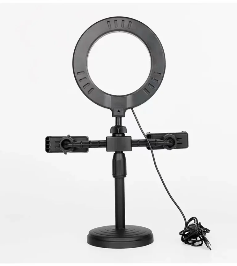 Đèn Livestream Để Bàn Vòng LED 16 cm Kèm 2 Kẹp Điện Thoại, Cao 25–40 cm, Có Hóa Đơn